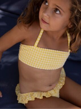 Minnow Girls' Yellow Gingham Ruffle Bikini Never Worn